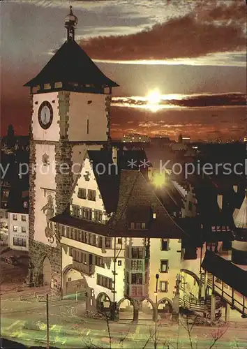 Freiburg Breisgau Schwabentor bei Sonnenuntergang Kat. Freiburg im Breisgau