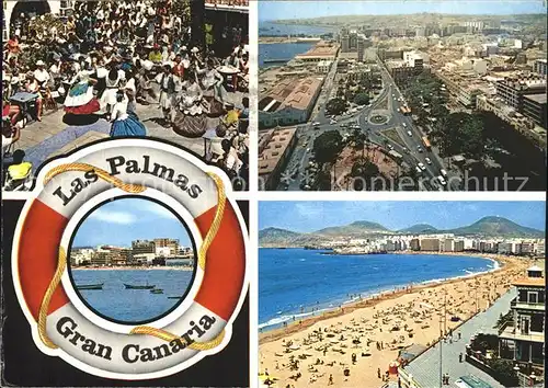 Las Palmas Gran Canaria Volkstanz Strand Fliegeraufnahme Kat. Las Palmas Gran Canaria