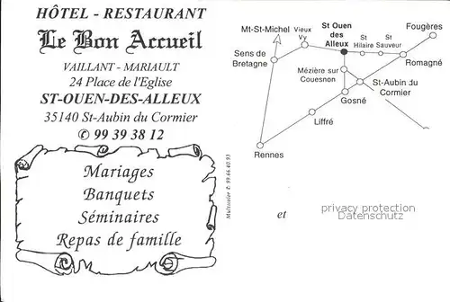 Saint Aubin du Cormier Hotel Restaurant Le bon Accueil Kat. Saint Aubin du Cormier