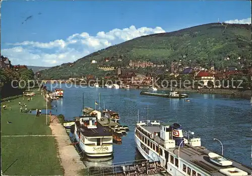 Heidelberg Neckar Rechte Neckarufer Schloss Faehre  Kat. Heidelberg