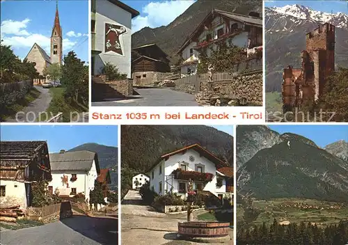 Stanz Landeck Teilansichten Kirche Burgruine Alpenblick Kat. Stanz bei Landeck