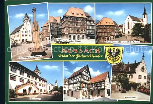 Mosbach Baden Stadt der Fachwerkhaeuser Rathaus Markt Palmsches Haus Kirche Haus Kickelhain Schloesschen Kat. Mosbach