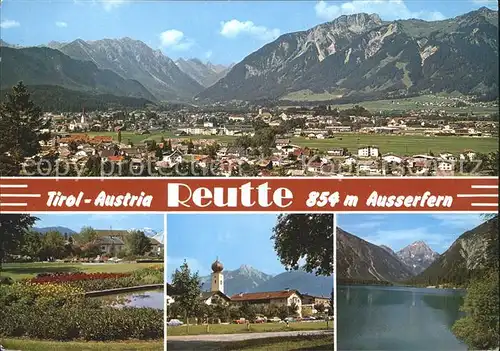 Reutte Tirol Gesamtansicht Erholungsort mit Alpenpanorama Park Kirche See Kat. Reutte