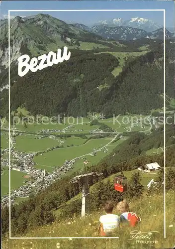 Bezau Vorarlberg Panorama Blick gegen Hangspitze und Saentis Wandern Bergbahn Kat. Bezau