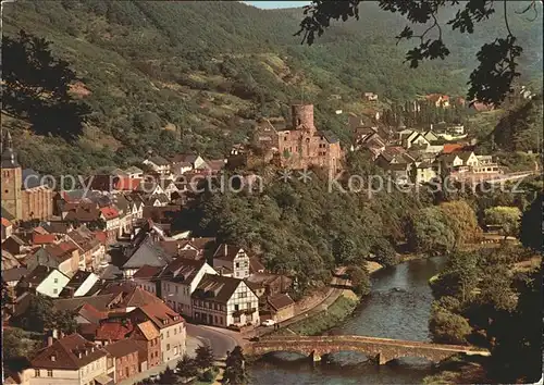 Heimbach Eifel Ortsansicht mit Kirche und Burg Bruecke Kat. Heimbach