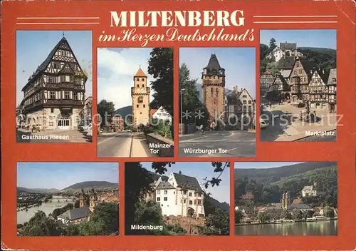 Miltenberg Main Gasthaus Riesen Fachwerkhaus Mainzer Tor Wuerzburger Tor Marktplatz Mildenburg Kat. Miltenberg