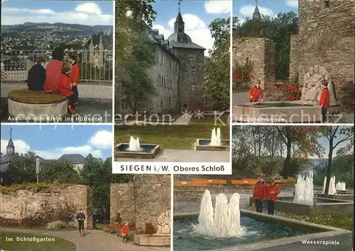 Siegen Westfalen Ausblick vom Krebs ins Huettental Rubensbrunnen Wasserspiele Schlossgarten Kat. Siegen