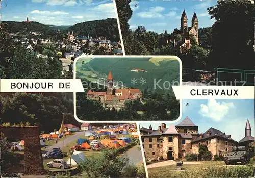 Clervaux Vue generale Eglise Abbaye Camping Chateau Kat. Clervaux
