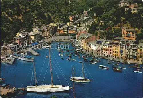 Portofino Liguria Hafen Segelschiff Fliegeraufnahme Kat. Portofino