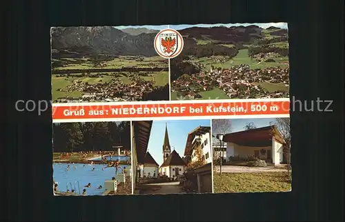 Niederndorf Kufstein Schwimmbad Kirche Fliegeraufnahme Kat. Kufstein