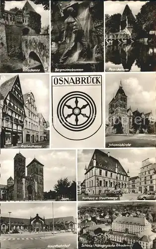 Osnabrueck Vittshcanze Bergmannsbrunnen Pernichelturm Krohnstrasse Johanniskirche Dom Rathaus Stadtwaage Hauptbahnhof Schloss Paedagog Akademie Kat. Osnabrueck