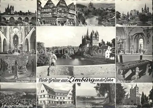 Limburg Lahn Viadukt Dom Kornmarkt Schloss Dom Mittelschiff Querschiff Taufstein Grabmal Total Jugendherberge Autobahnbruecke Marienkirche Kat. Limburg a.d. Lahn