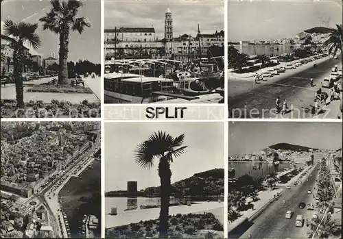 Split Spalato Promenade Hafen Fliegeraufnahme Strand Strasse Kat. Split