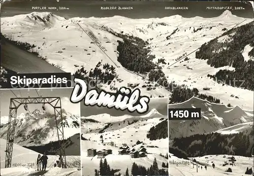 Damuels Vorarlberg Panorama Skilifte Teilansicht Skipisten Kat. Damuels