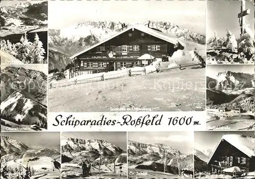 Berchtesgaden Dachsteinblick Oberahornalm Rossfeldhuette Gipfelkreuz Salzburgblick Skilifte Skihuette Kat. Berchtesgaden