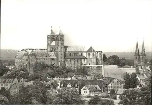 Quedlinburg Blick von der Altenburg auf Schloss und Stiftskirche Kat. Quedlinburg