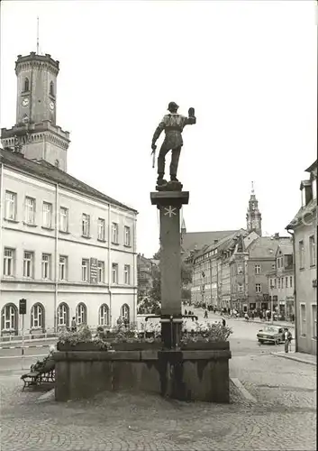 Schneeberg Erzgebirge Brunnen Marktplatz Kat. Schneeberg