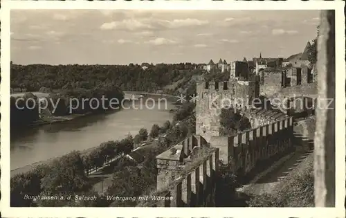 Burghausen Salzach Wehrgang mit Woersee Kat. Burghausen