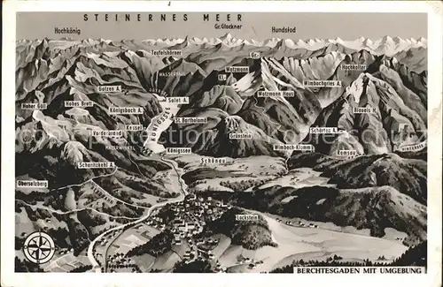 Berchtesgaden Karte mit der Umgebung Kat. Berchtesgaden