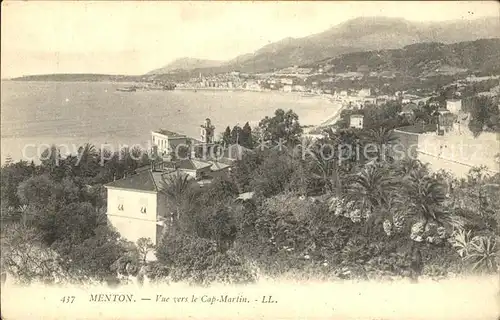 Menton Alpes Maritimes Strandpanorama Kat. Menton