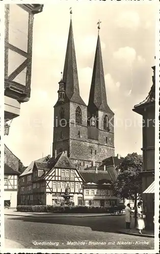 Quedlinburg Mathilde  Brunnen Nikolai  Kirche Kat. Quedlinburg