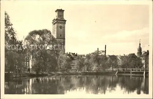 Altenburg Thueringen Teich mit Kunstturm Kat. Altenburg