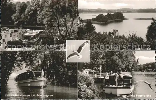 Malente Gremsmuehlen Blick vom Holm Anlegebruecke Malente Durchfahrt Hoeftsee in den Edebergsee Kat. Malente