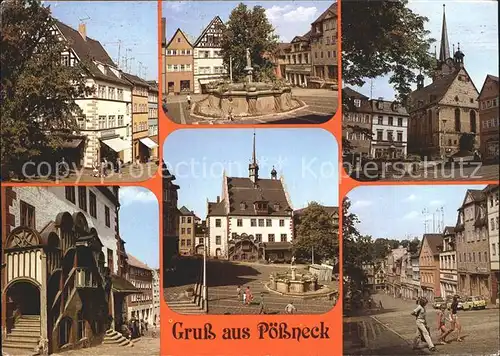 Poessneck Schuhgasse Marktbrunnen Markt Rathaus Kat. Poessneck