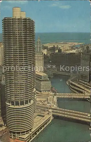 Chicago Illinois Marina City Fliegeraufnahme Kat. Chicago