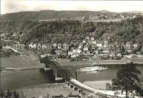 Bad Schandau Elbbruecke mit Rathmannsdorf Kat. Bad Schandau