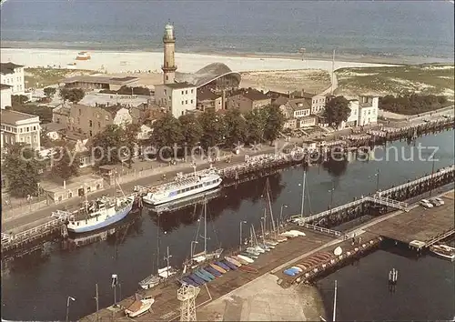 Warnemuende Ostseebad Fliegeraufnahme Alter Strom mit Leuchtturm Kat. Rostock