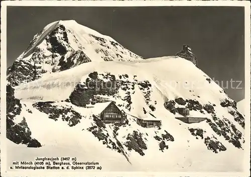 Jungfraujoch mit Moench Berghaus Observatorium  Kat. Jungfrau