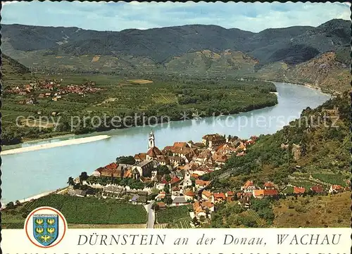 Duernstein Wachau Fliegeraufnahme mit Donau Kat. Duernstein