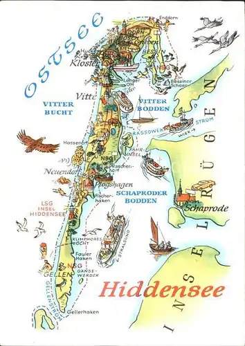 Insel Hiddensee Schaproder Bodden Vitter Boden Bucht  Kat. Insel Hiddensee