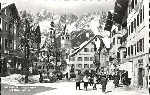 Kitzbuehel Tirol Hauptstrasse mit Kaisergebirge Kat. Kitzbuehel