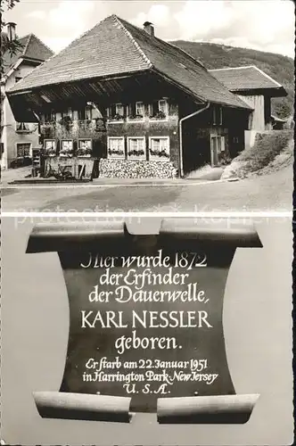 Todtnau Geburtshaus Karl Nessler Erfinder der Dauerwelle Kat. Todtnau