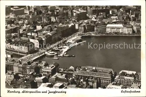 Hamburg Fliegeraufnahme Alsterpavillon mit Jungfernstieg Kat. Hamburg