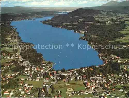 Velden Woerther See Fliegeraufnahme gegen Klagenfurt Kat. Velden am Woerther See