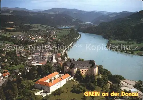 Grein Donau Oberoesterreich Fliegeraufnahme mit Schloss Greinburg Kat. Grein