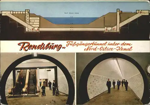 Rendsburg Fussgaengertunnel unter dem Nord Ostsee Kanal Kat. Rendsburg