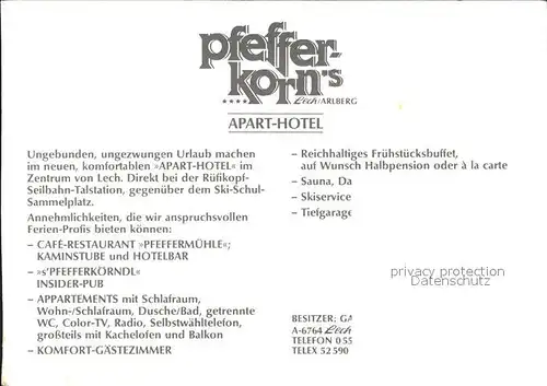 Lech Vorarlberg Apart Hotel Pfeffer Korn Kat. Lech