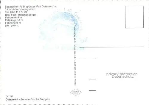 Saalbach Hinterglemm Saalbacher Fassl Brau AG Kaiser Kat. Saalbach Hinterglemm