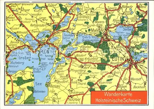 Eutin Wanderkarte Malente Ploen Malkwitz Kat. Eutin