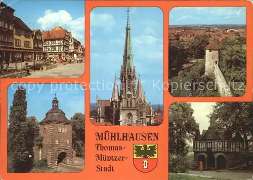 Muehlhausen Thueringen Steinweg Marienkirche Stadtmauer  Kat. Muehlhausen Thueringen