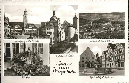 Bad Mergentheim Marktplatz Stadtkirche Schaefer Statue Deutschmeister Schloss Trillberg Brunnen Kat. Bad Mergentheim