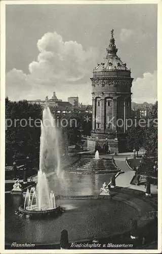 Mannheim Friedrichsplatz Fontaene Wasserturm Kat. Mannheim