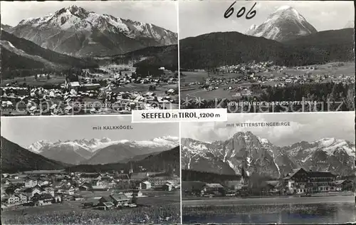 Seefeld Tirol Panorama mit Hocheder Hohe Munde Zugspitze Wettersteingebirge Kalkkoegel Kat. Seefeld in Tirol