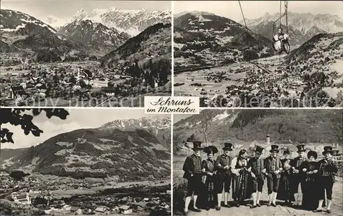 Schruns Vorarlberg Gesamtansicht mit Alpenpanorama Sessellift Trachten Kat. Schruns