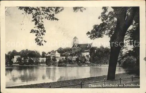 Chemnitz Schlossteich mit Schlosskirche Kat. Chemnitz