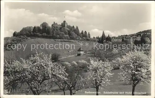 Badenweiler Schlossruine und Hotel Roemerbad Baumbluete Kat. Badenweiler